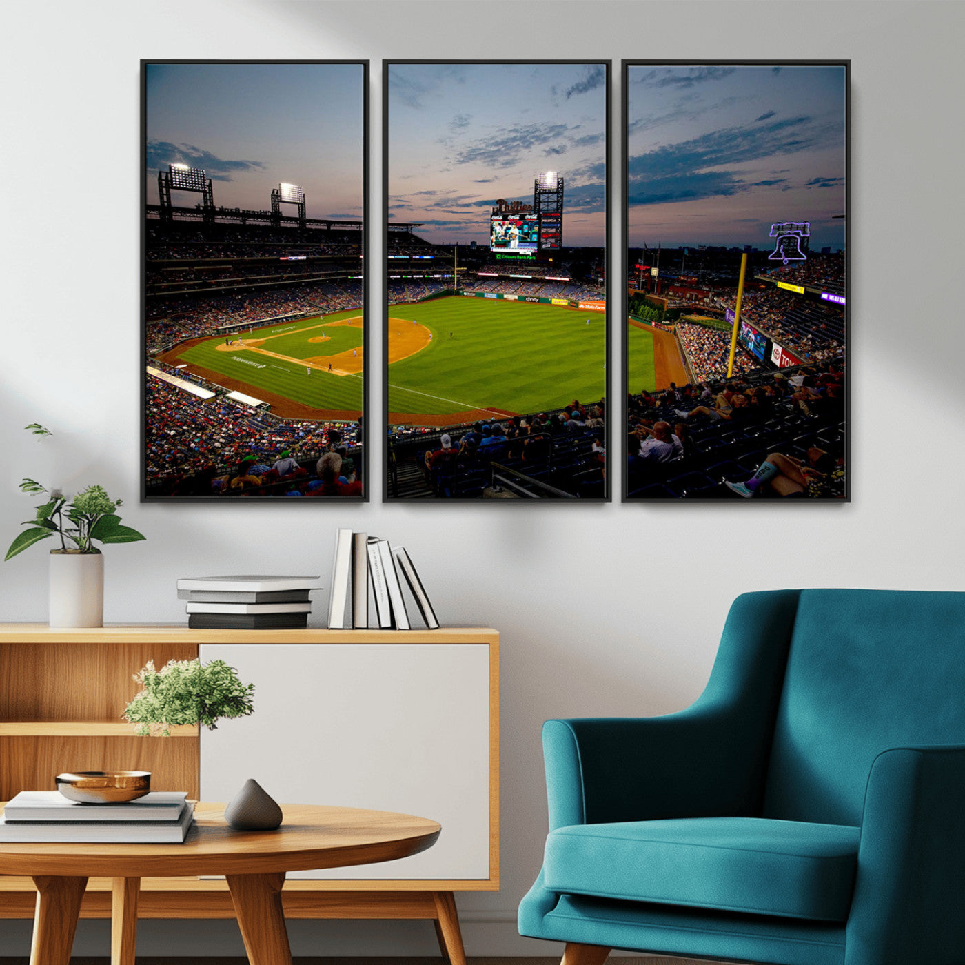 17415-MGV-CV-36X24-Philadelphia Phillies Stadium Wall Art Canvas Print, Framed Citizens Bank Park Art Picture Print, Phillies Stadium Field Perfect