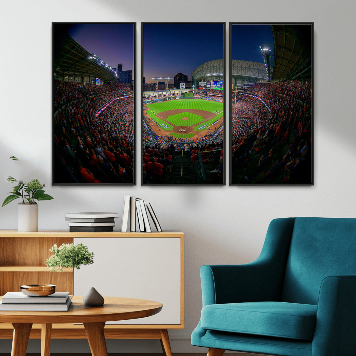 44322-MGV-CV-36X24-Minute Maid Park Wall Art Canvas Print, Framed Houston Astros Stadium Art Picture Print, Houston Astros Field Perfect Sports Room