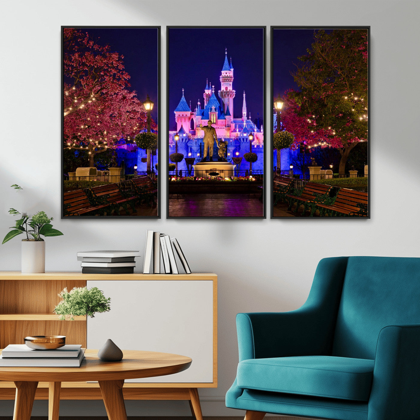 79435-MGV-CV-36X24-Disney Castle Wall Art Canvas Print, Framed Magic Kingdom Art Picture Print, Disney World Perfect Child Room Decor Artwork