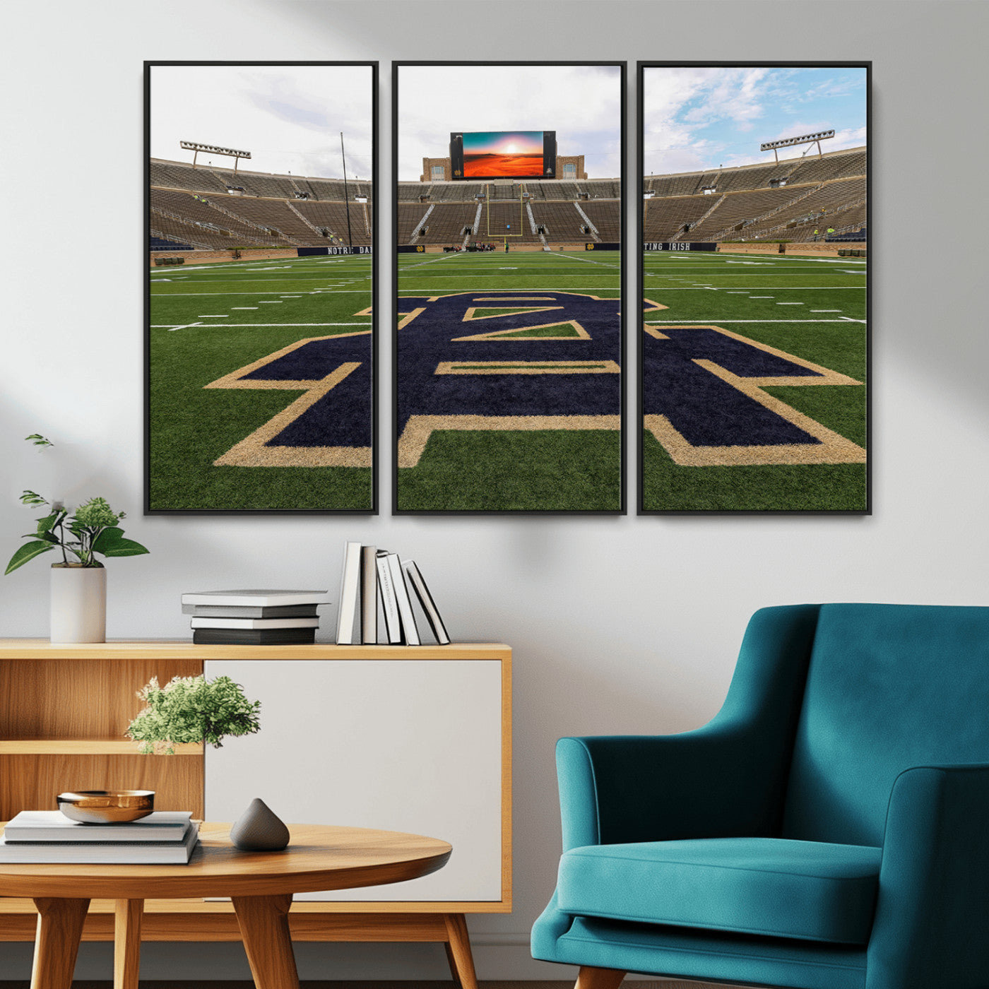52835-MGV-CV-36X24-Notre Dame Stadium Wall Art Canvas Print, Framed Indiana Stadium Art Picture Print, Notre Dame Field Perfect Sport Room Decor
