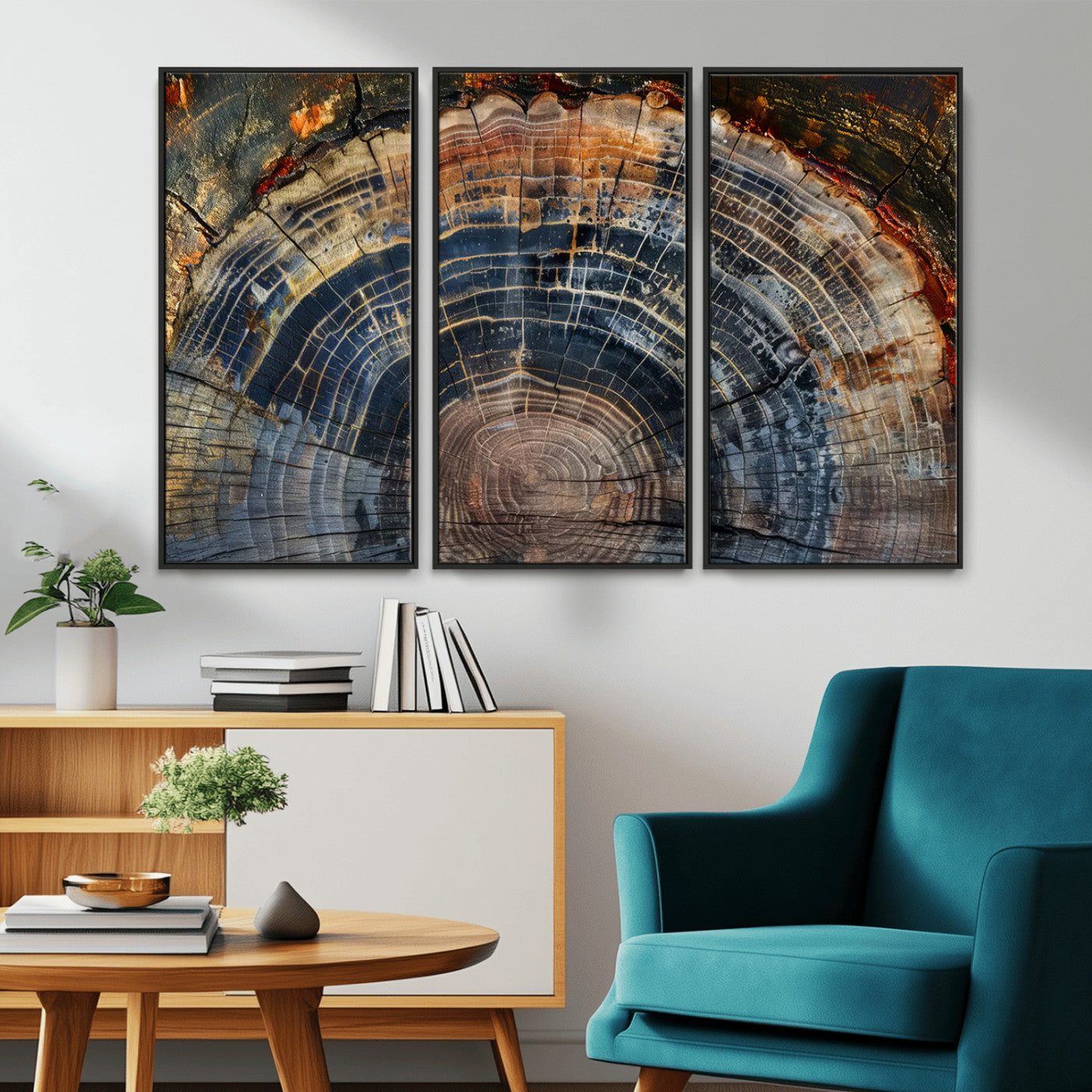 16193-MGV-CV-36X24-Tree Ring Wall Art – Abstract Wood Grain Canvas Print, Rustic Nature Texture Artwork Poster for Living Room, Bedroom, Office,