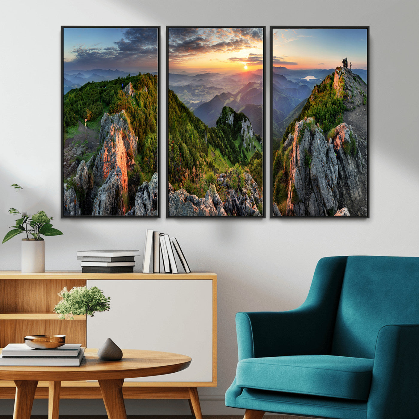 51582565-MGV-CV-36X24-Mountain Sunrise Panorama Wall Art – Scenic Landscape Canvas Print, Hiking Adventure Nature Photography, Large Mountain Range Wall