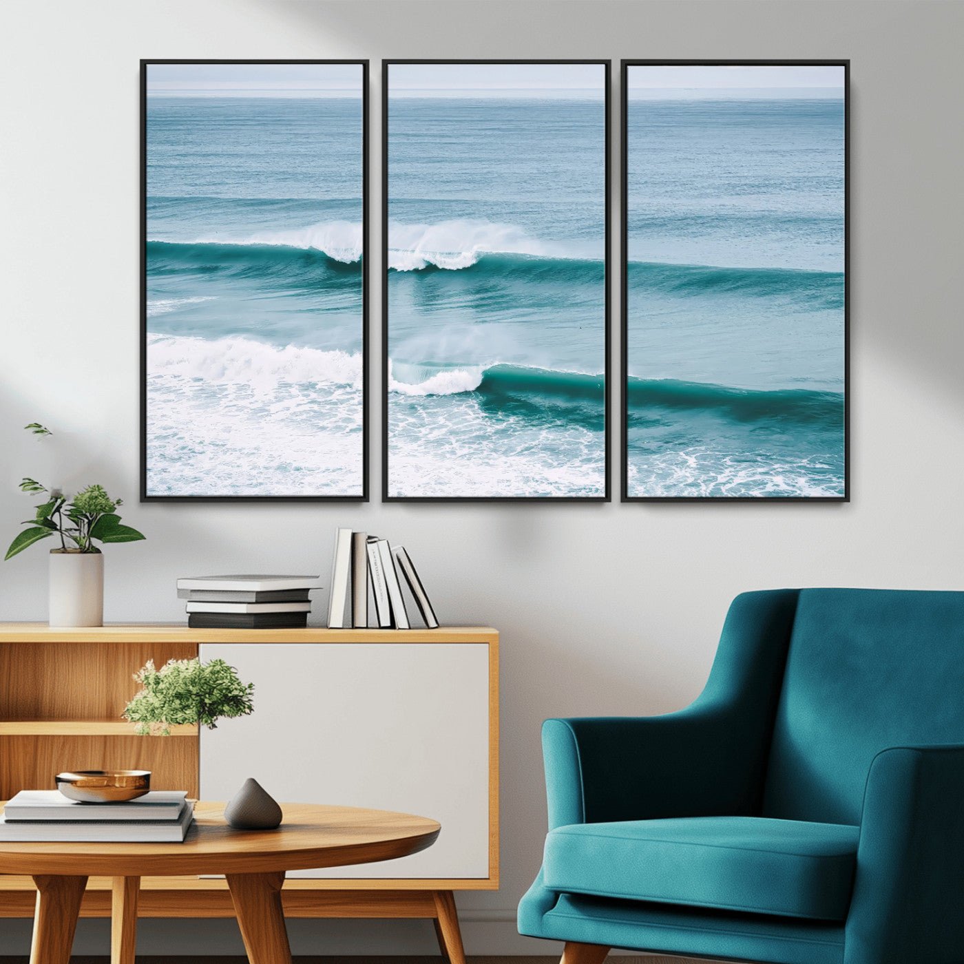73692470-MGV-CV-36X24-Ocean Swell Wall Art Canvas Print, Framed Surf Waves Art Picture Print, Blue Water Perfect Coastal Dynamic Decor Artwork