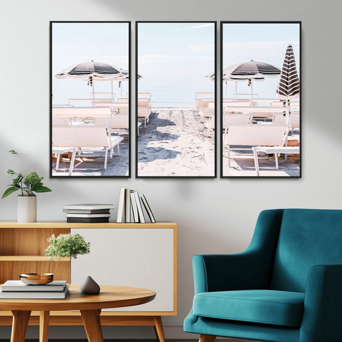 67623952-MGV-CV-36X24-Minimalist Beach Wall Art Canvas Print, Framed Pastel Sand Art Picture Print, Beach Aesthetic Perfect Coastal Minimalist Decor