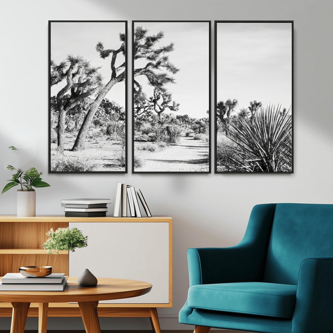 88164251-MGV-CV-36X24-Joshua Tree Wall Art Canvas Print, Framed Desert Path Art Picture Print, Monochrome Desert Perfect Minimalist Desert Decor Artwork