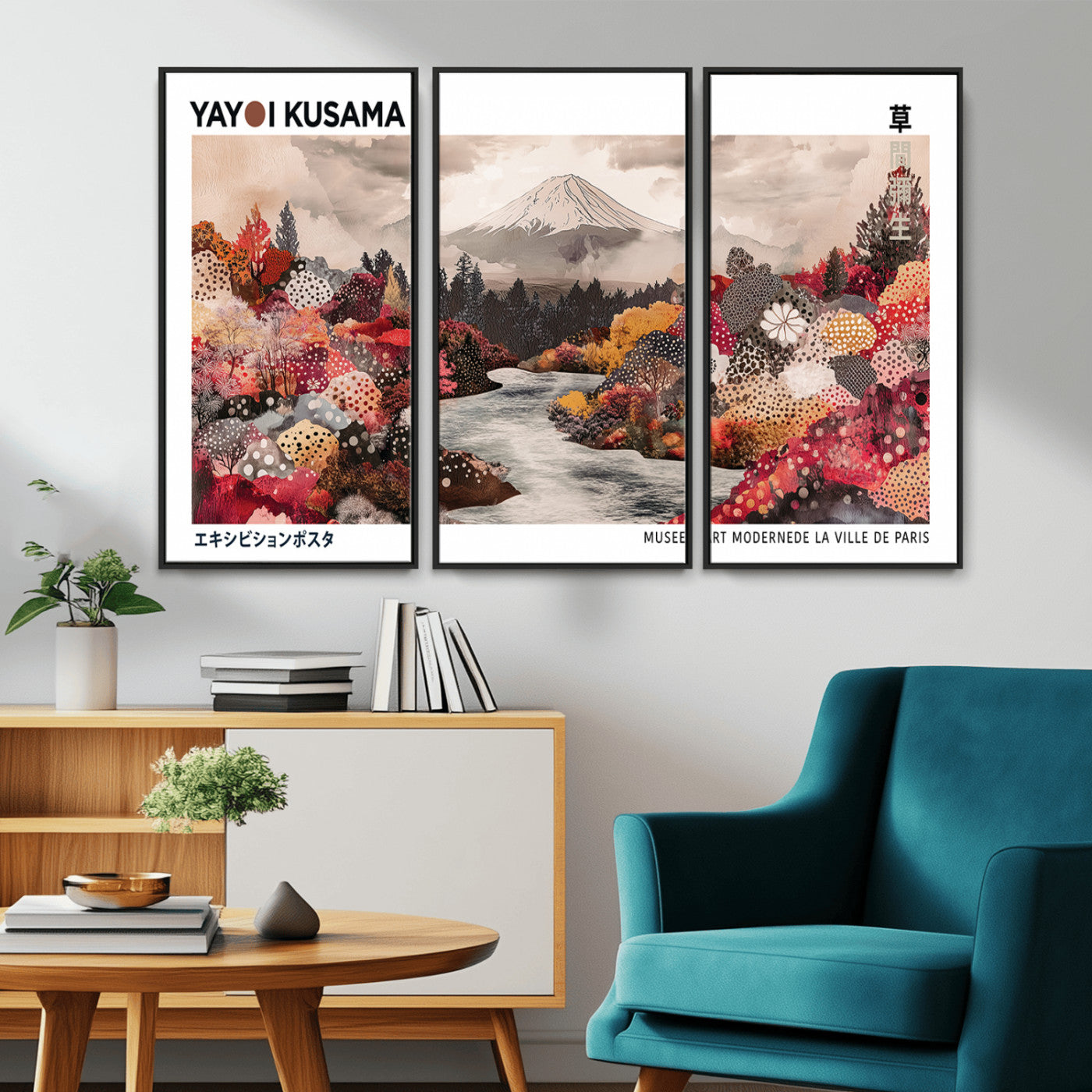 32352074-MGV-CV-36X24-Japanese Landscape Wall Art – Mount Fuji River Canvas Print, Modern Asian Inspired Nature Decor for Living Room, Bedroom, Office