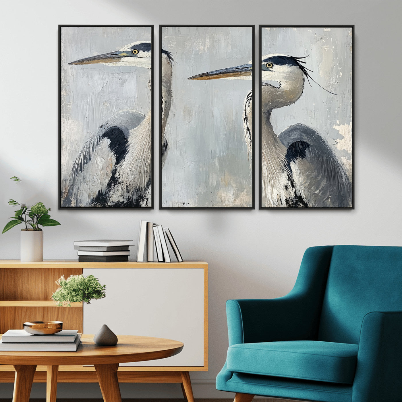 19427826-MGV-CV-36X24-Bird Canvas Decor Wall Art Canvas Print, Framed Coastal Bird Pair Art Picture Print, Minimalist Wildlife Wall Perfect Coastal