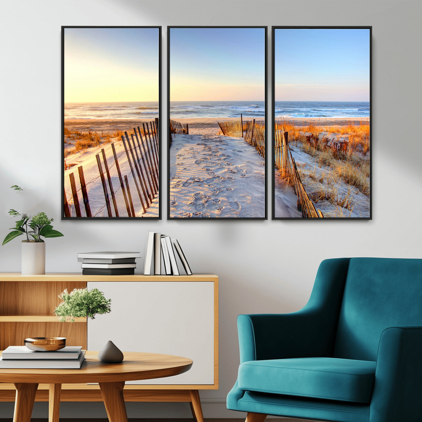 73351887-MGV-CV-36X24-Ocean Sunset Wall Art Wall Art Canvas Print, Framed Nautical Photography Art Picture Print, Summer Beach House Decor Perfect