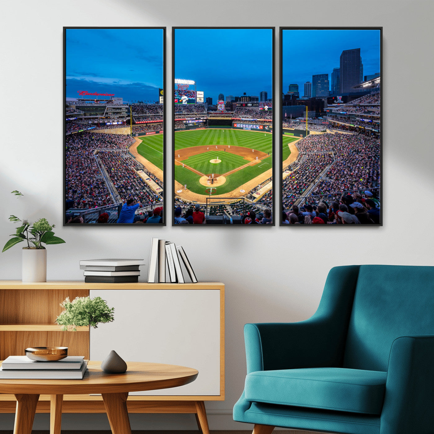 77273035-MGV-CV-36X24-Baseball Stadium Wall Art – Panoramic Evening Game Canvas Print, Sports Fan Decor for Man Cave, Office, Bar, or Living Room