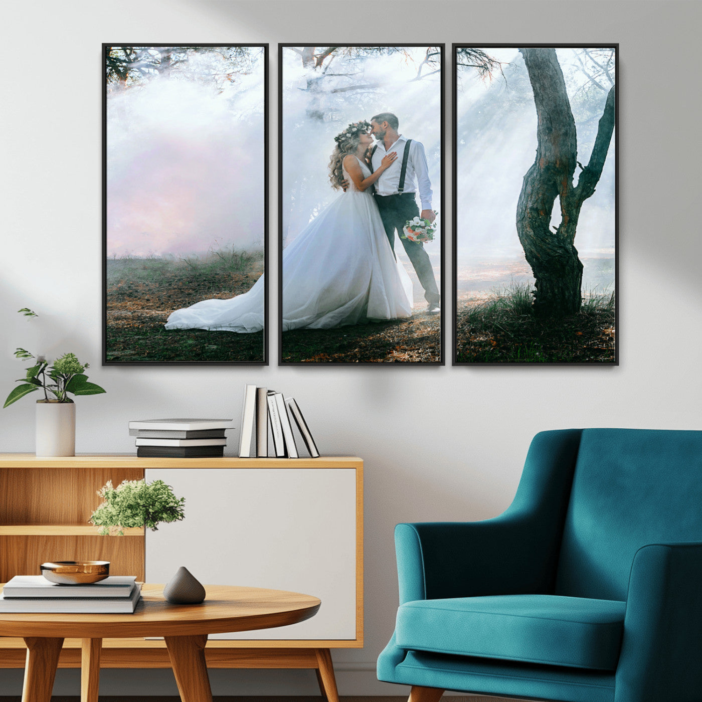 CSTM913-MGV-CV-36X24-Framed Wedding Canvas Print - Custom Wall Art Keepsake for Couples, Elegant Home Decoration Gift, Create Your Own Photo Canvas