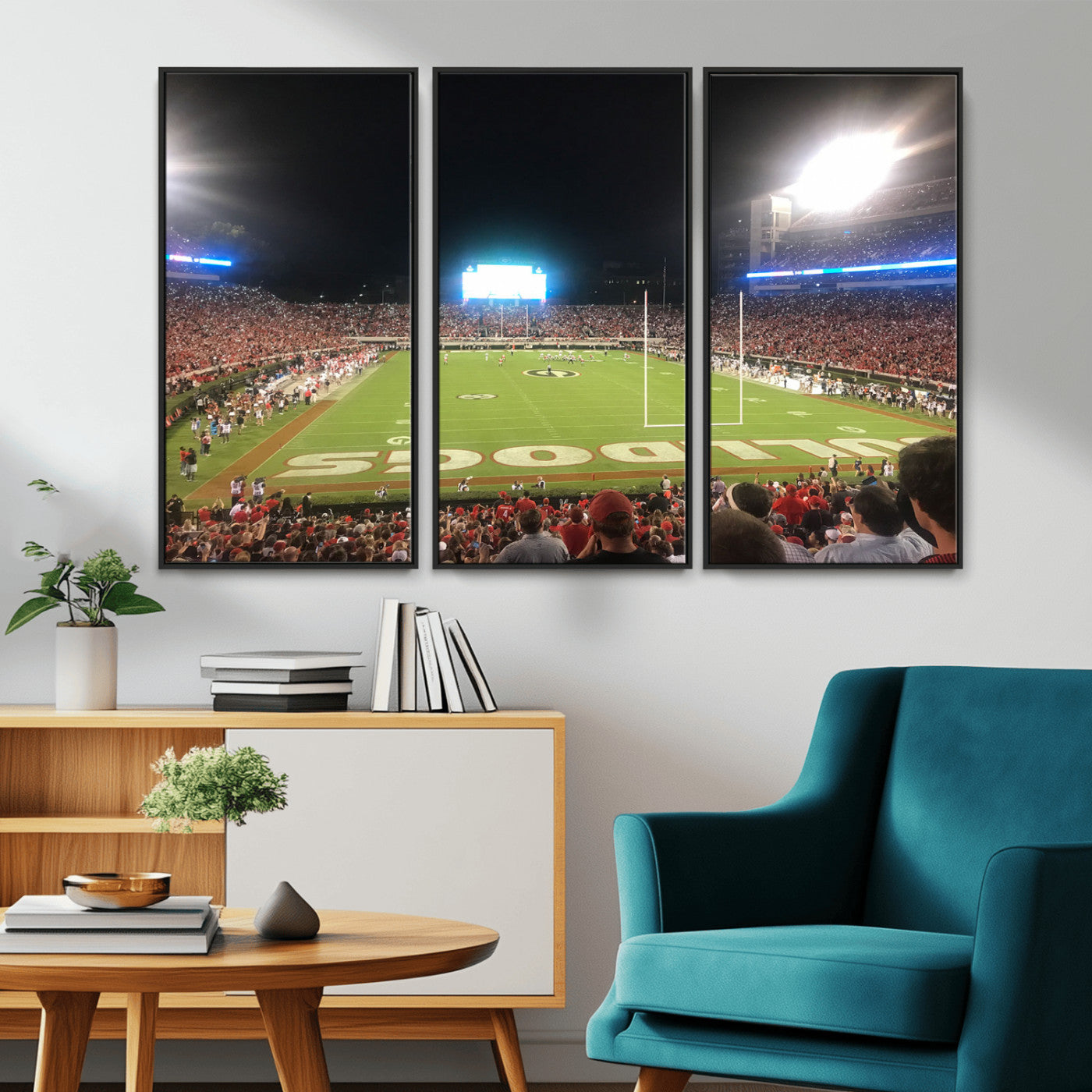 16230786-MGV-CV-36X24-Sanford Stadium Wall Art – Georgia Bulldogs Football Night Game Canvas Print, College Sports Decor for Man Cave, Bar, Office, or