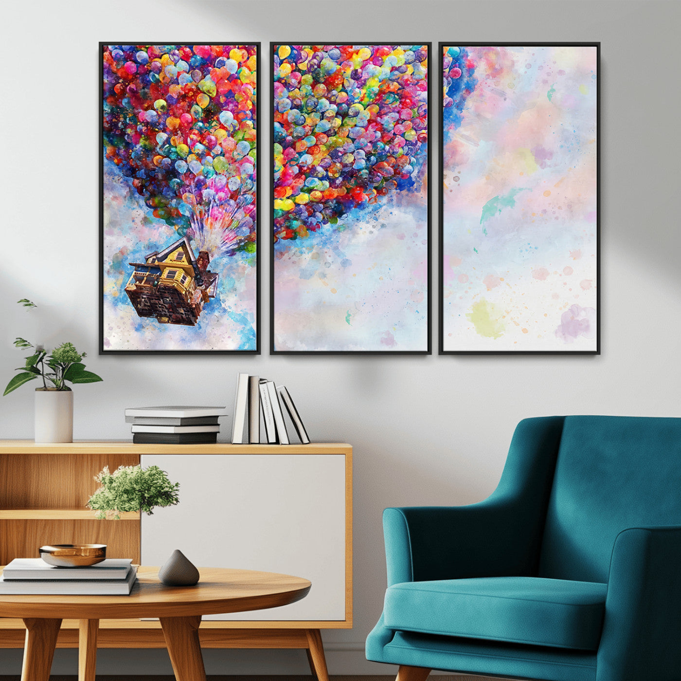 18792-MGV-CV-36X24-Up Movie House Wall Art Canvas Print, Framed Carls Journey Art Picture Print, Up Inspired Perfect Animated Whimsical Decor Artwork