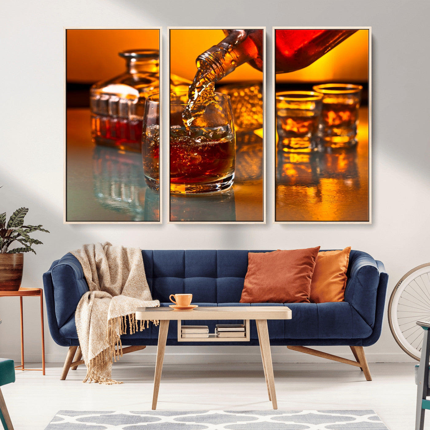 18250-MGV-CV-36X24-Whiskey Pour Wall Art – Captivating Whiskey Splash Canvas Print, Elegant Bar or Home Lounge Decor for Office, Man Cave or Living