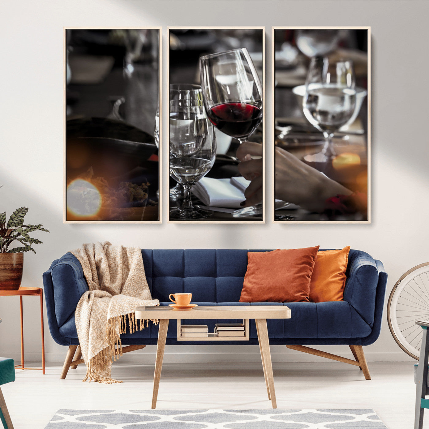 75513-MGV-CV-36X24-Elegant Wine Toast Wall Art – Close-Up Red Wine Glass at Dinner Table Canvas Print, Sophisticated Dining Room or Bar Decor