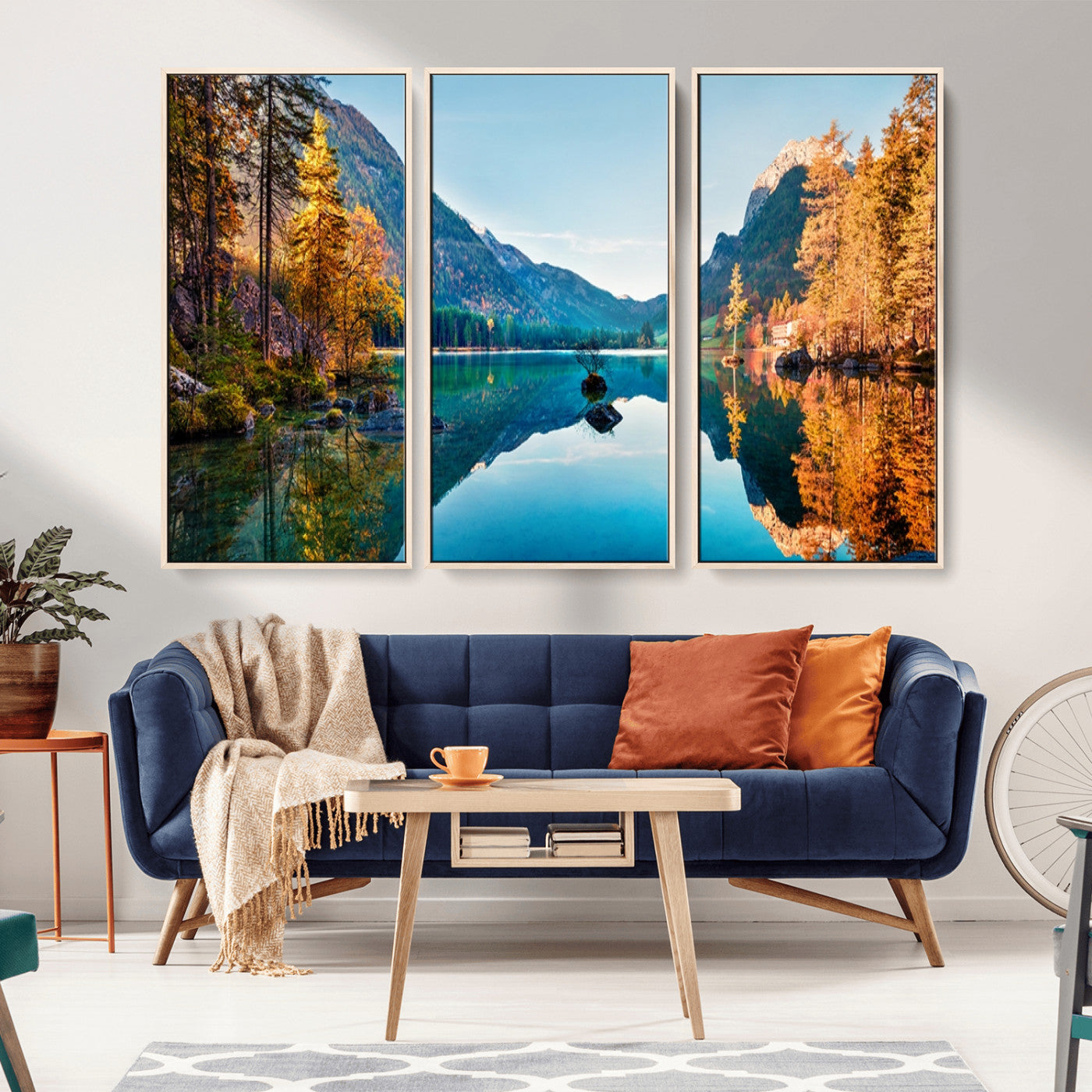 32962-MGV-CV-36X24-Mountain Lake Wall Art – Tranquil Autumn Landscape Canvas Print, Nature Reflection Decor for Living Room, Bedroom, Office or Cabin