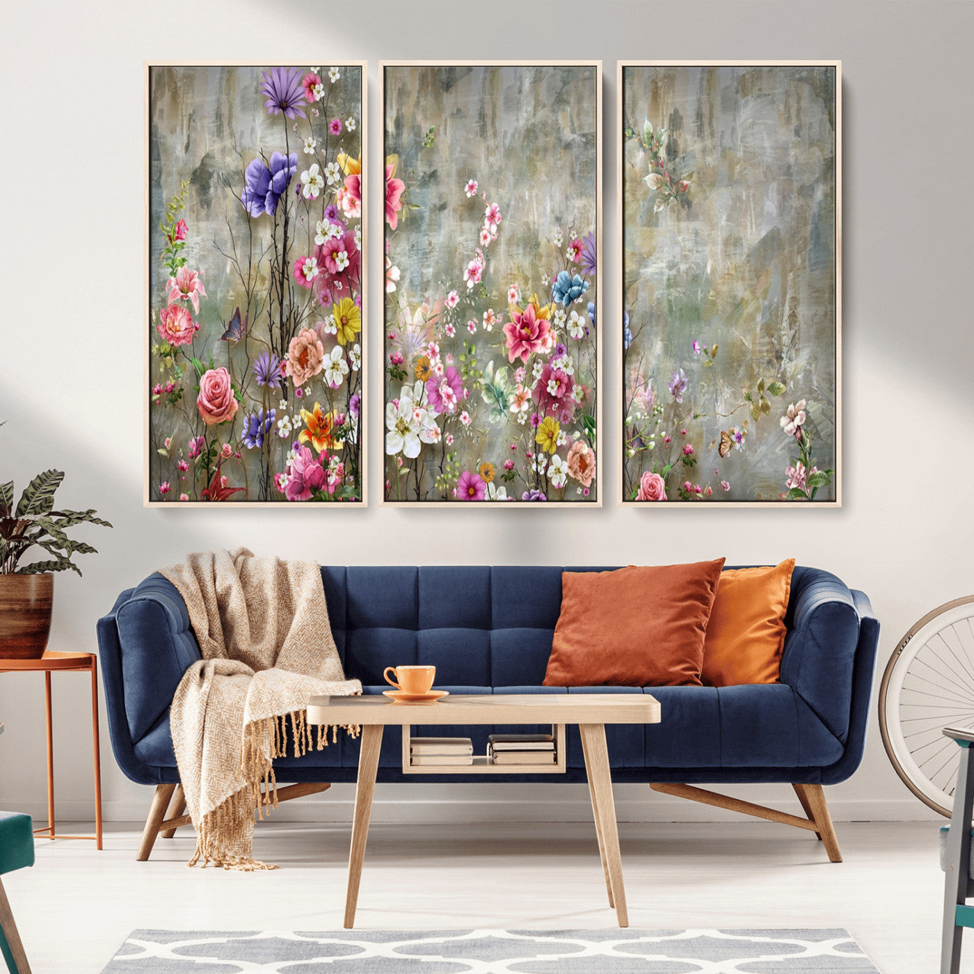 96650-MGV-CV-36X24-Floral Wall Art – Vibrant Mixed Flowers Canvas Print, Colorful Garden Home Decor for Living Room, Bedroom, Office or Nursery