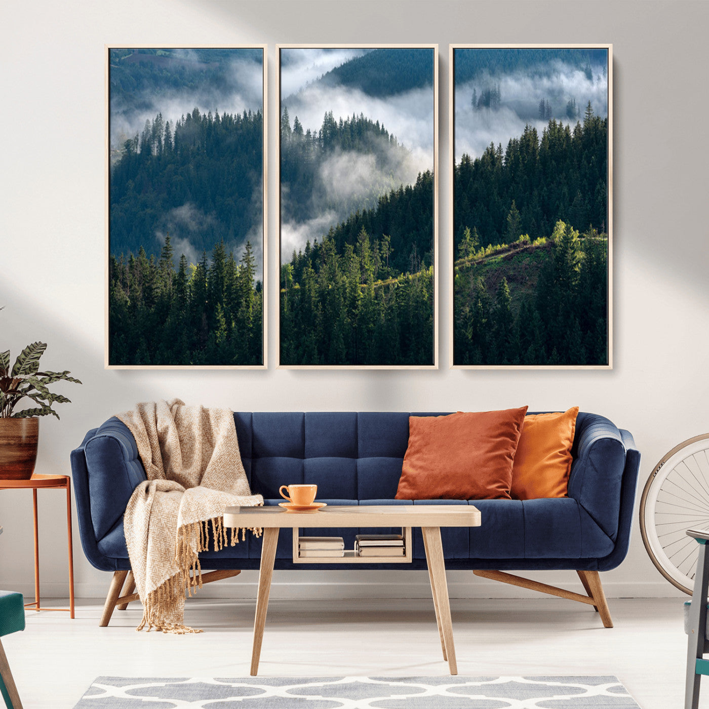 55972-MGV-CV-36X24-Whispering Pines Wall Art – Panoramic Misty Forest Canvas Print, Serene Nature Decor for Home, Office or Cabin Retreat