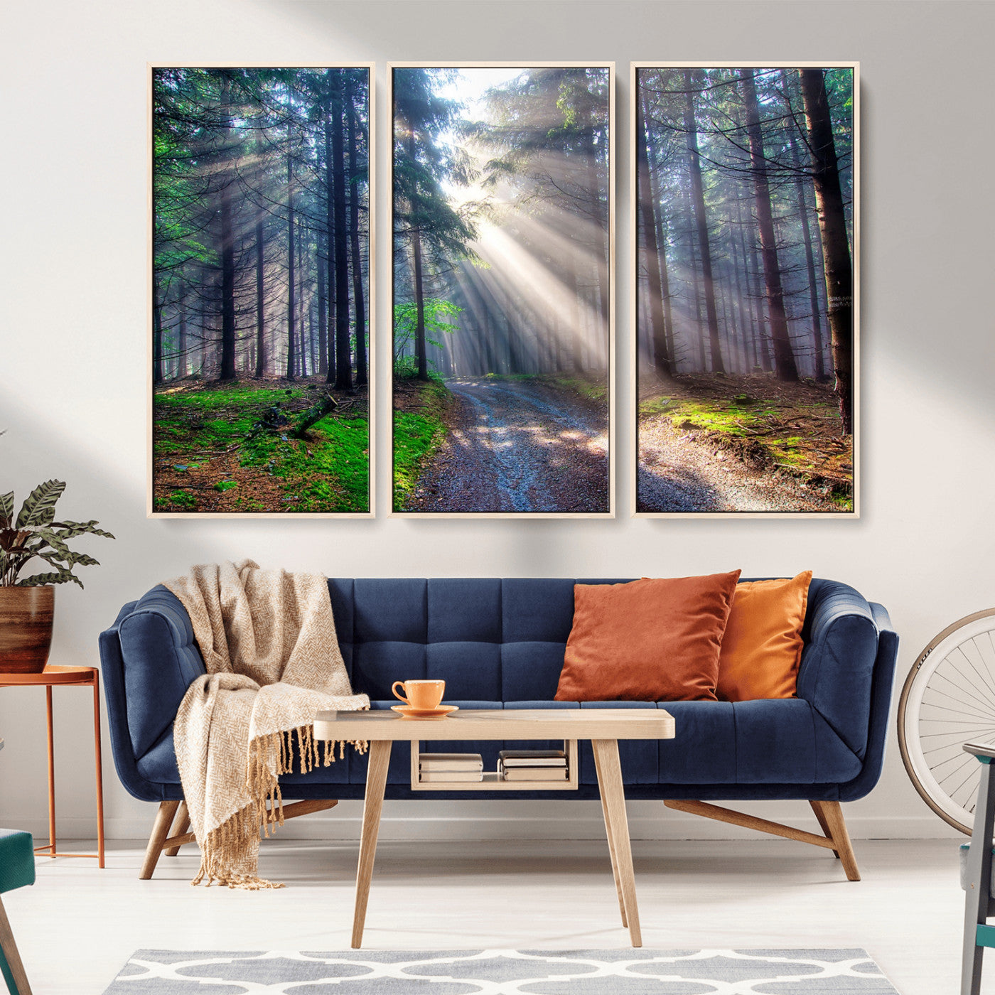 42047-MGV-CV-36X24-Sunlit Forest Path Wall Art – Nature Canvas Print, Serene Woodland Landscape, Perfect Home & Office Decor for Calm and Tranquil