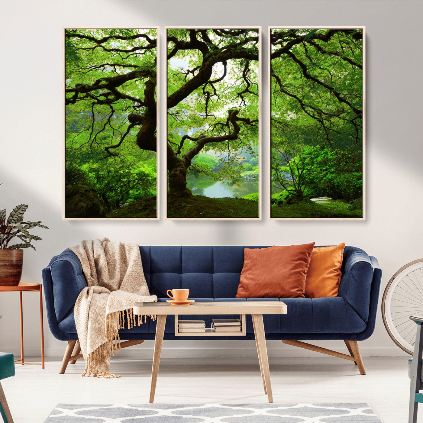 18094-MGV-CV-36X24-Emerald Canopy Wall Art – Panoramic Lush Green Tree Canvas Print, Serene Nature Decor for Office, Living Room or Meditation Space