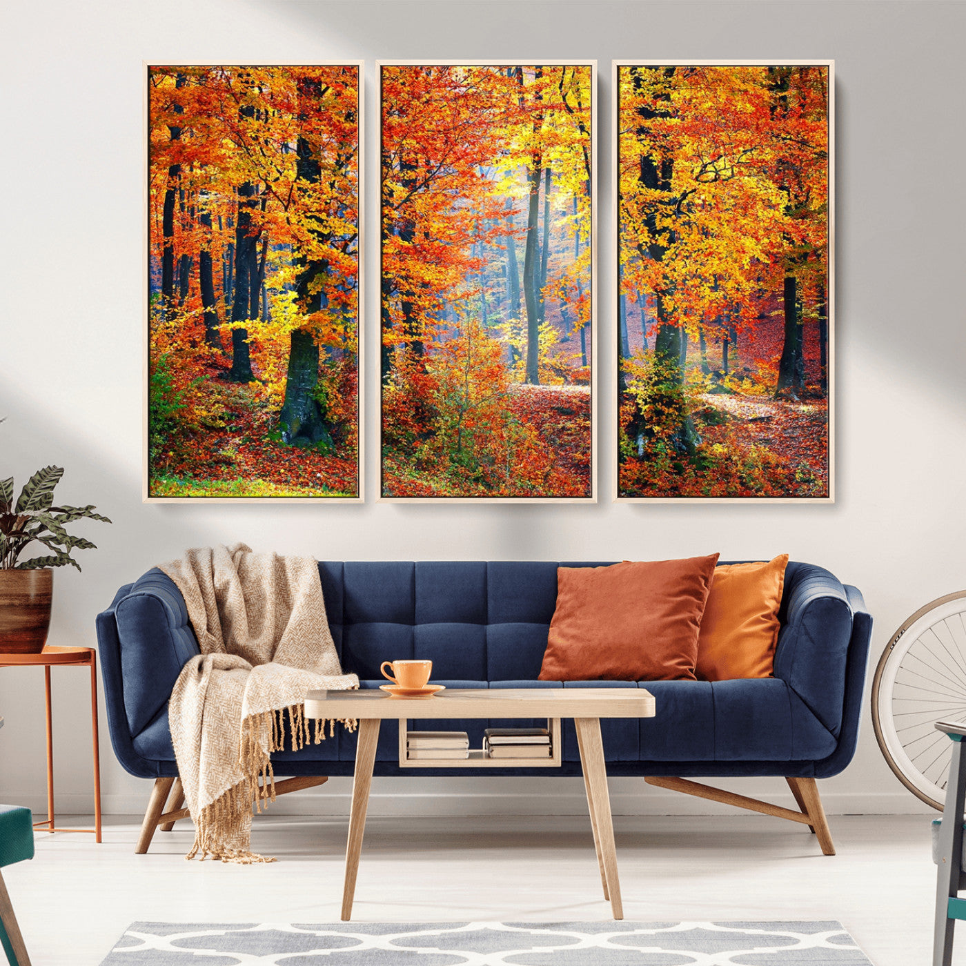 91746-MGV-CV-36X24-Autumn Forest Wall Art – Vibrant Fall Foliage Canvas Print, Colorful Nature Landscape Decor for Living Room, Bedroom or Office