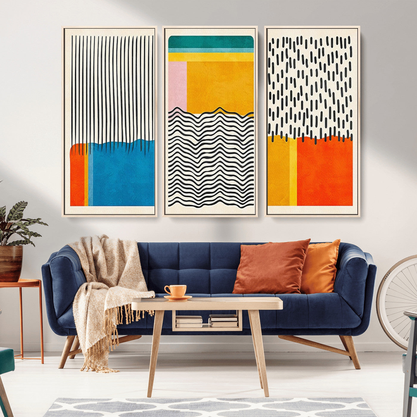 85253-MGV-CV-36X24-Abstract Geometric Wall Art – Modern Minimalist Shapes Canvas Print, Colorful Contemporary Decor for Living Room or Office