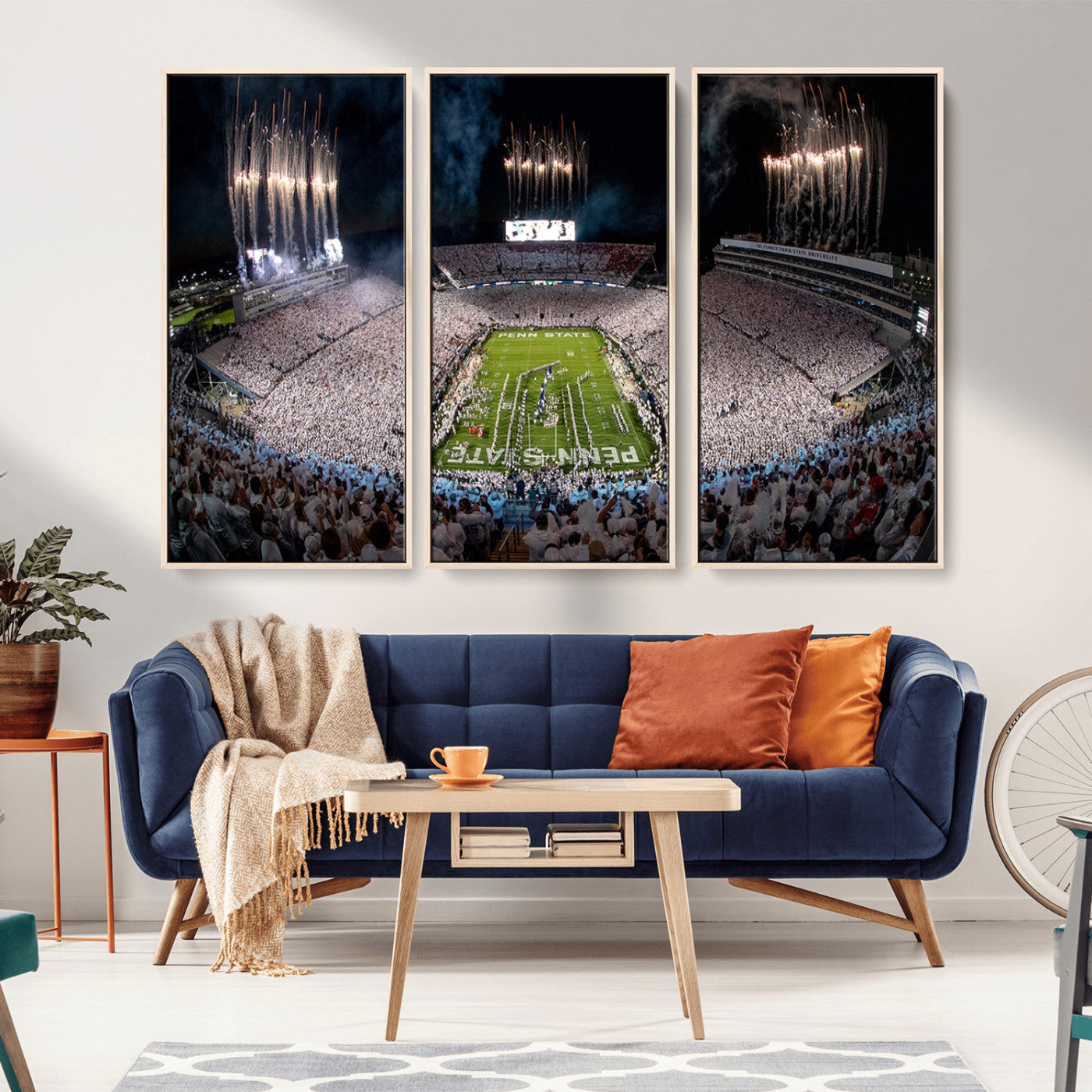 11391-MGV-FC-48X32-3P_Natural-Penn State Stadium Wall Art – Panoramic White Out Football Game Canvas Print, College Sports Decor for Office, Man Cave, or Living