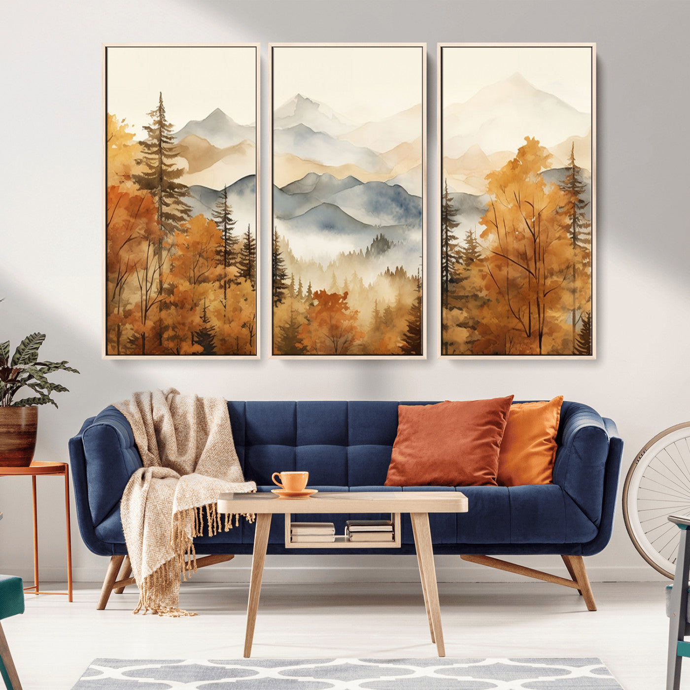 72950-MGV-CV-36X24-Autumn Mountain Forest Wall Art – Golden Fall Landscape Canvas Print, Nature-Inspired Home Decor for Living Room, Bedroom or