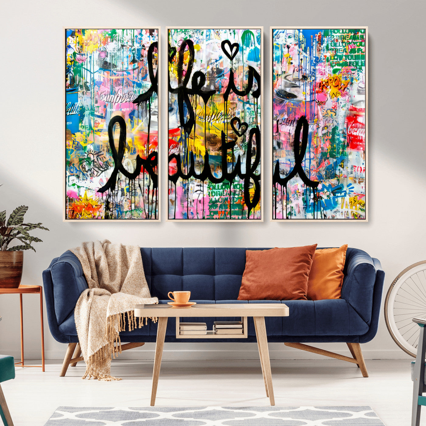 24774-MGV-CV-36X24-Life Beautiful Wall Art – Vibrant Graffiti Canvas Print, Colorful Urban Street Style Decor for Bedroom, Office or Living Room