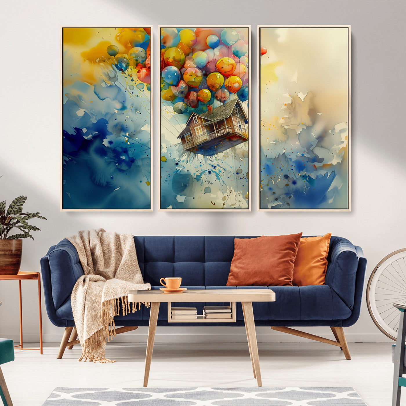 16295-MGV-CV-36X24-Flying House Wall Art – Colorful Balloon Canvas Print, Whimsical Fantasy Decor for Bedroom, Living Room or Office