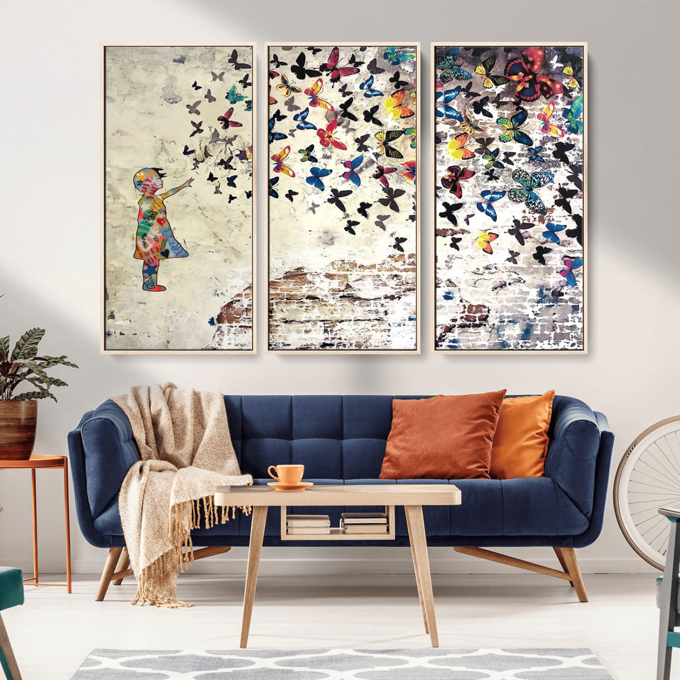 65208-MGV-CV-36X24-Colorful Butterfly Wall Art – Whimsical Street Style Canvas Print, Vibrant Urban Graffiti Decor for Living Room, Bedroom or Office