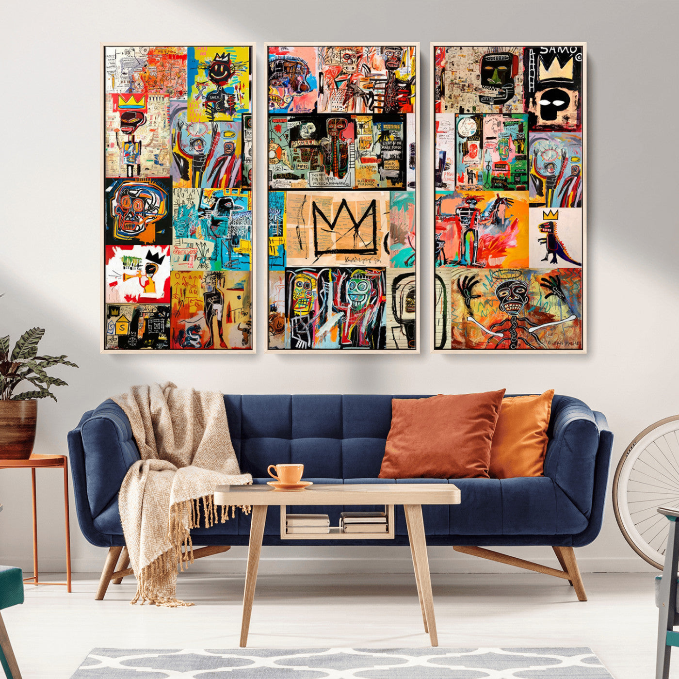 69394-MGV-CV-36X24-Basquiat Wall Art – Abstract Graffiti Collage Canvas Print, Colorful Pop Art Street Style Painting, Urban Modern Wall Decor for