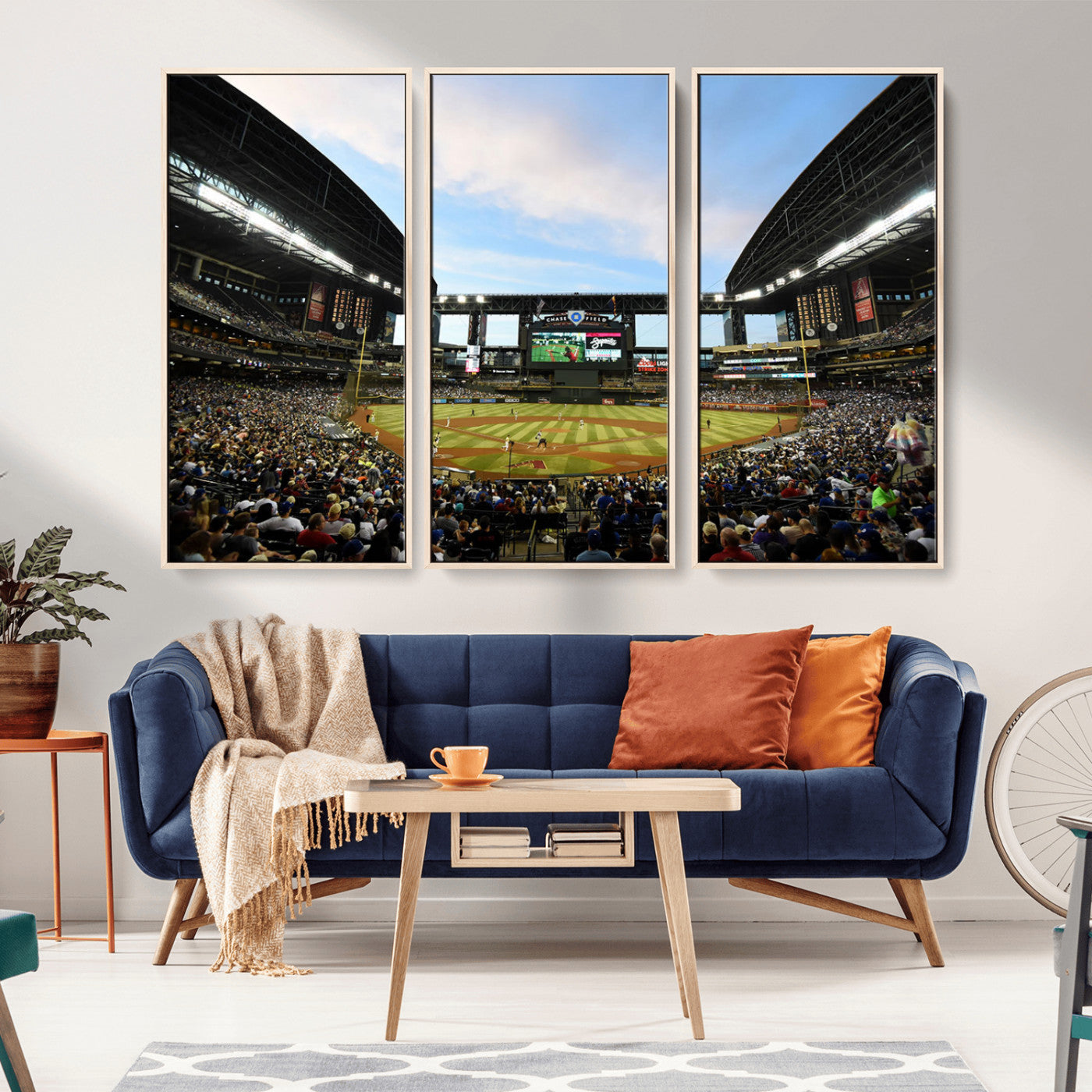 92672-MGV-FC-48X32-3P_Natural-Chase Field Stadium Wall Art Canvas Print, Framed Arizona Stadium Art Picture Print, Chase Stadium Perfect Sports Room Decor