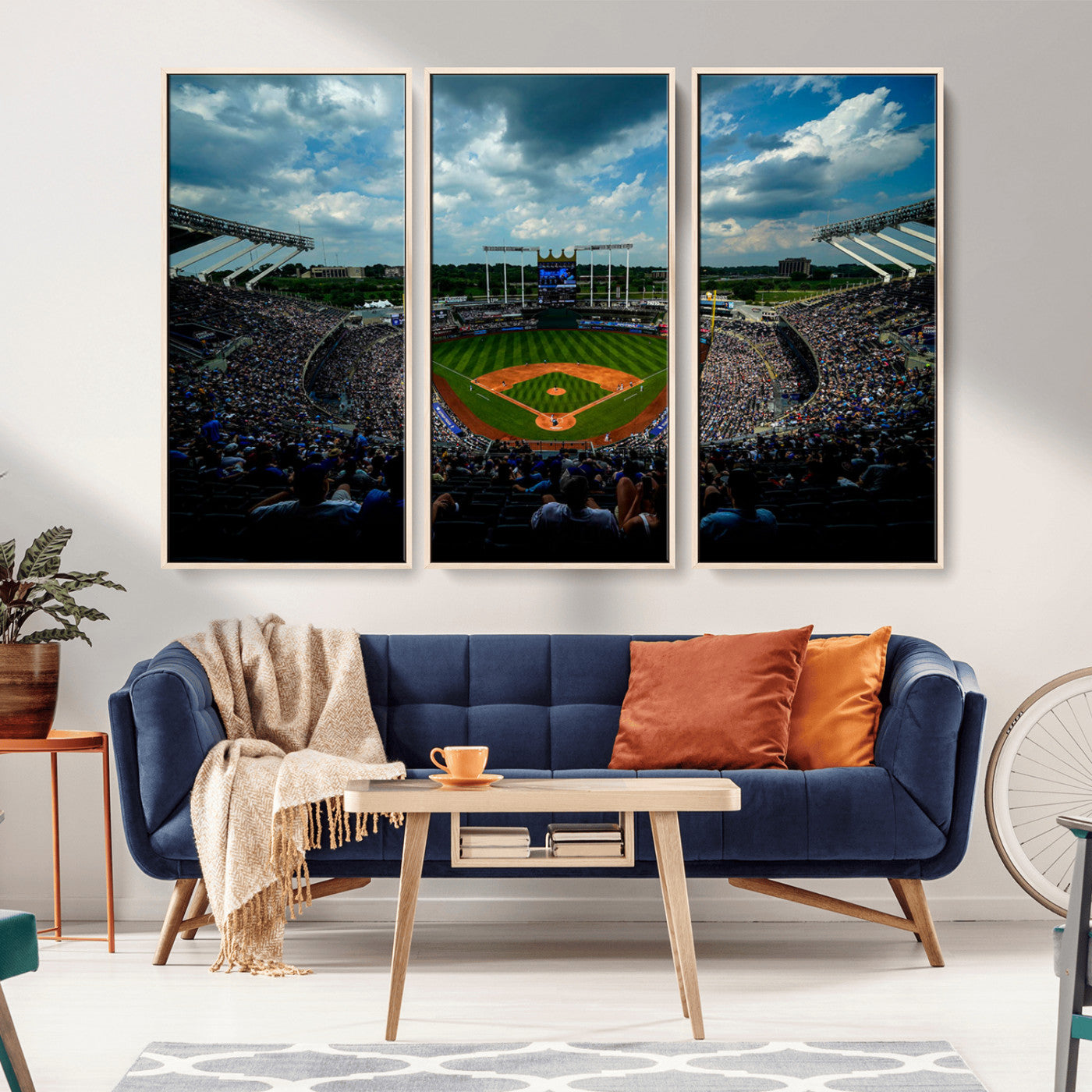 37127-MGV-CV-36X24-Kauffman Stadium Wall Art Canvas Print, Framed Kansas City Royals Field Art Picture Print, Baseball Stadium Perfect Sport Room