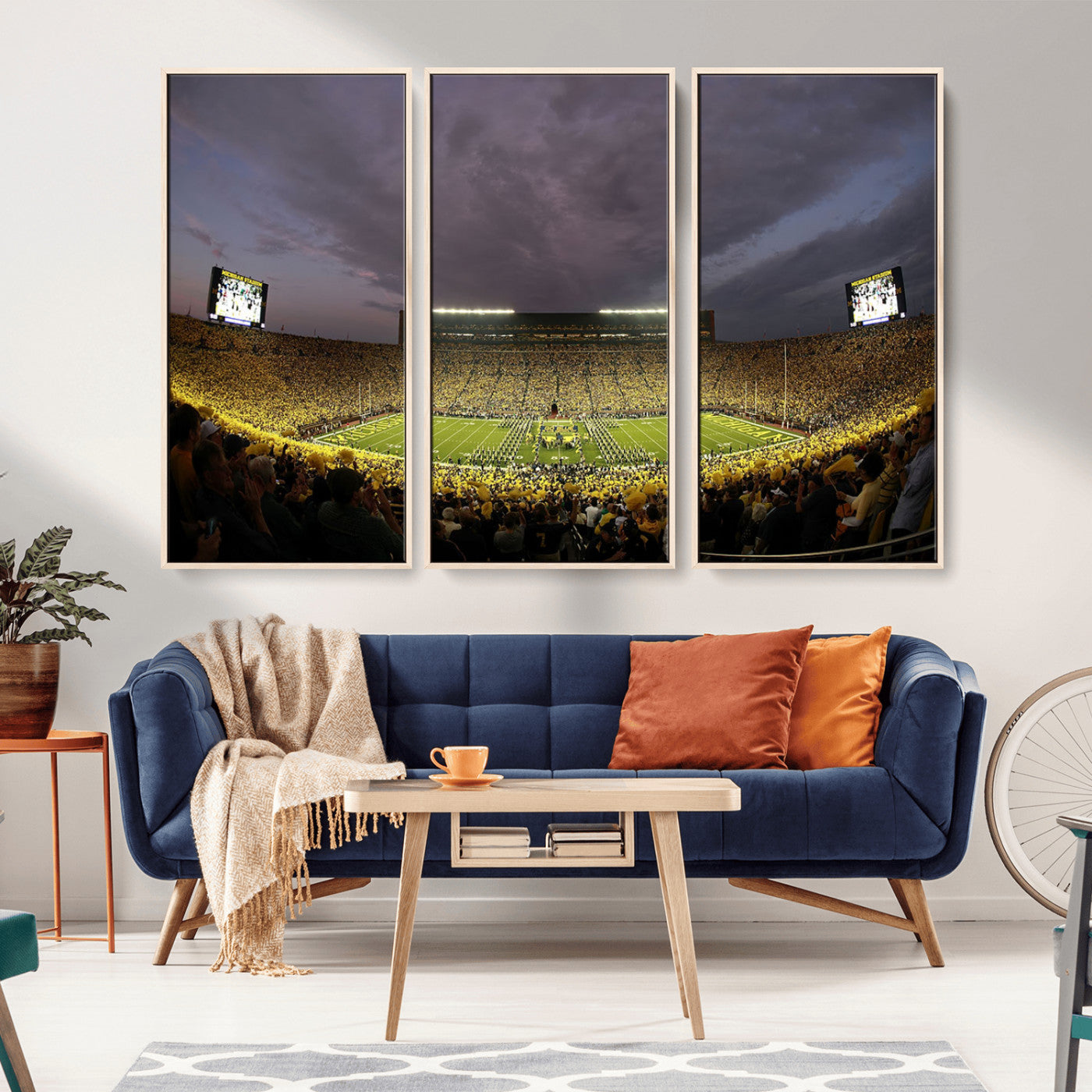 72404-MGV-CV-36X24-Michigan Wolverine Stadium Wall Art Canvas Print, Framed Michigan Stadium Art Picture Print, Football Stadium Perfect Sport Room