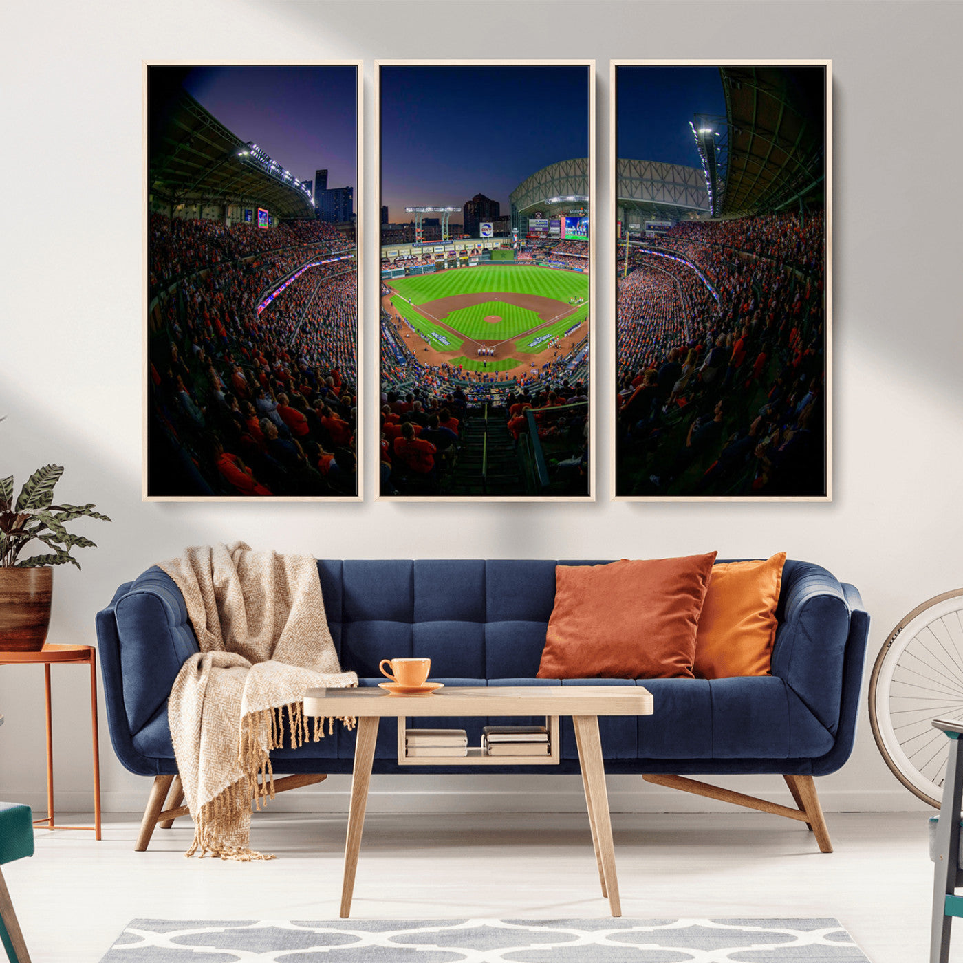 44322-MGV-CV-36X24-Minute Maid Park Wall Art Canvas Print, Framed Houston Astros Stadium Art Picture Print, Houston Astros Field Perfect Sports Room