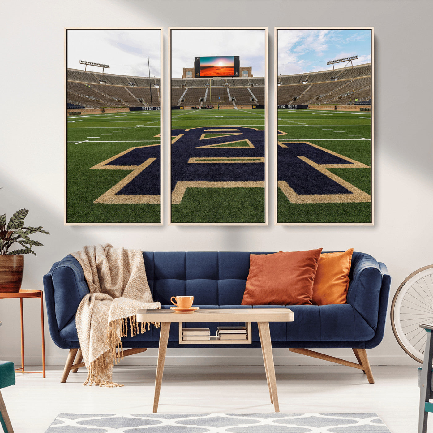 52835-MGV-CV-36X24-Notre Dame Stadium Wall Art Canvas Print, Framed Indiana Stadium Art Picture Print, Notre Dame Field Perfect Sport Room Decor