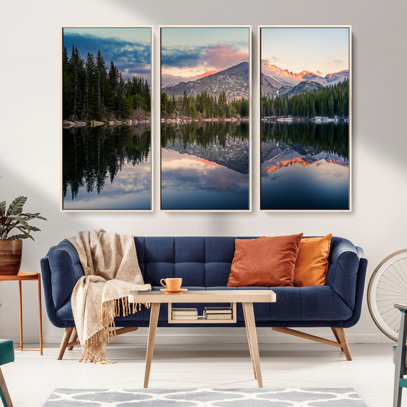 84227-MGV-CV-36X24-Bear Lake Wall Art Canvas Print, Framed Colorado Lake Art Picture Print, Rocky Mountain Park Perfect Foggy Landscape Decor Artwork