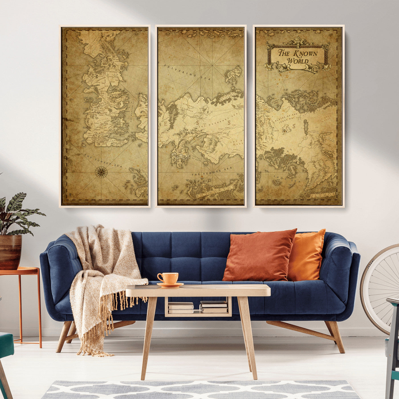 84658-MGV-CV-36X24-Vintage Fantasy Map Wall Art – Antique World Map Canvas Print, Medieval Style Old Atlas Artwork for Office, Study, Living Room, or