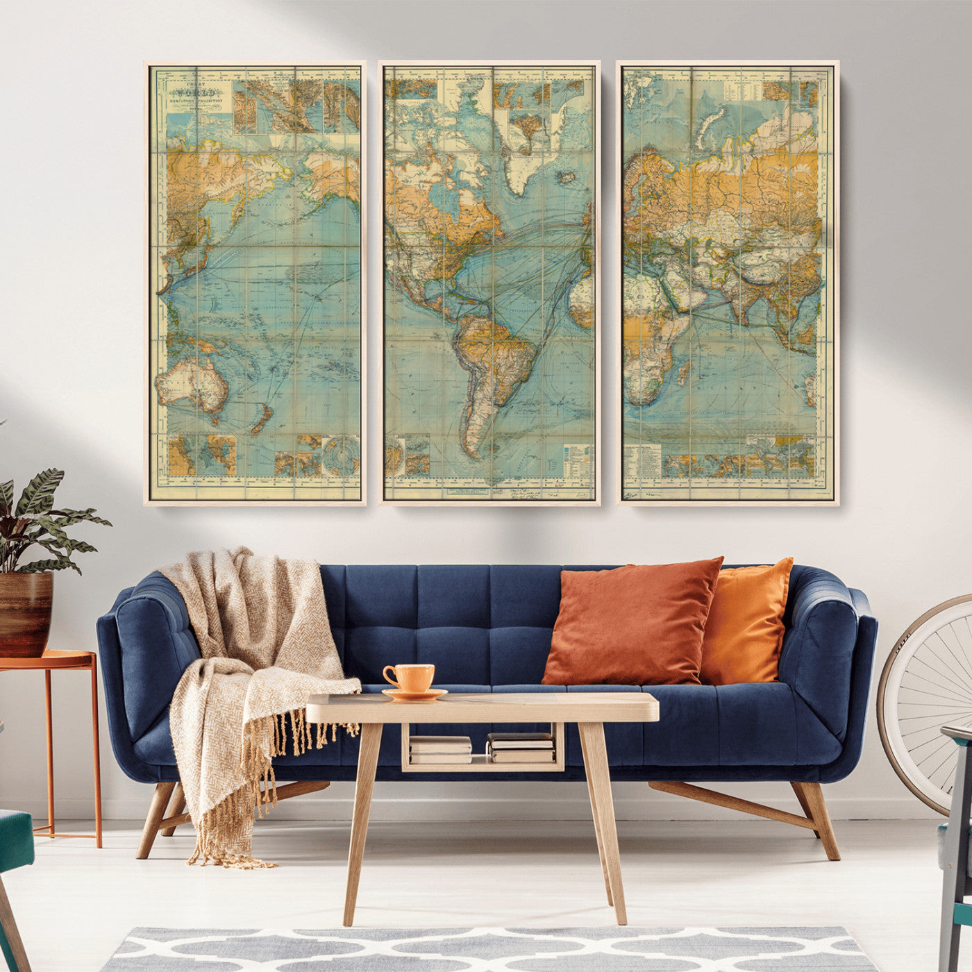 25961-MGV-CV-36X24-Vintage World Map Wall Art – Antique Style Cartography Print with Old-World Details, Retro Travel Decor for Home, Office, Study,