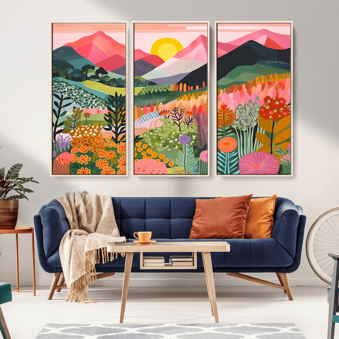 92377-MGV-CV-36X24-Abstract Floral Landscape Wall Art Print – Colorful Mountain Sunset Poster, Modern Nature Artwork for Living Room, Bedroom,