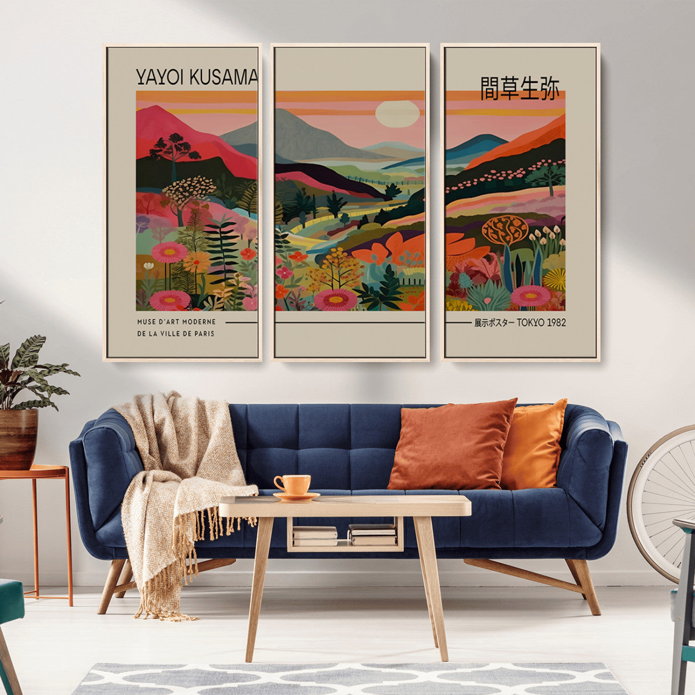 11347-MGV-CV-36X24-Floral Mountain Landscape Wall Art – Panoramic Nature Canvas Print, Colorful Botanical Field Artwork for Living Room, Bedroom,