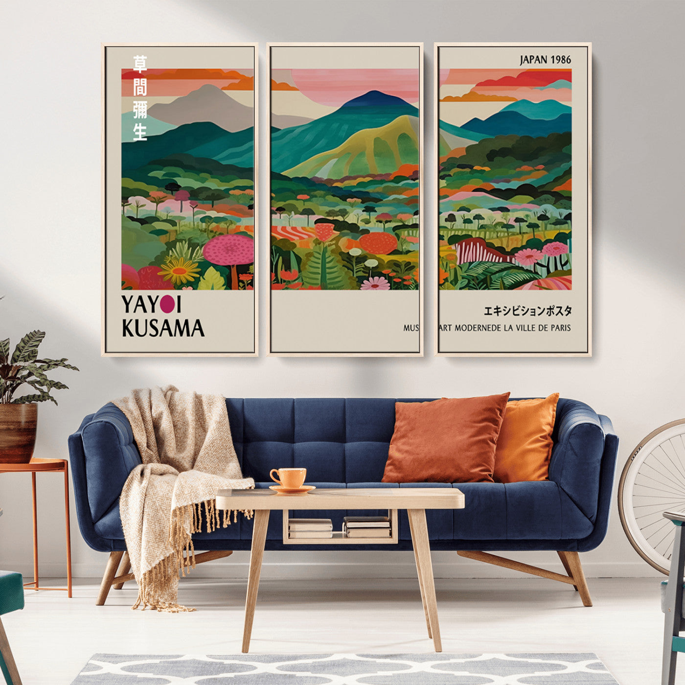 54215-MGV-CV-36X24-Yayoi Kusama Wall Art – Panoramic Japanese Landscape Canvas Print, Modern Abstract Nature Decor for Office, Bedroom or Living Room