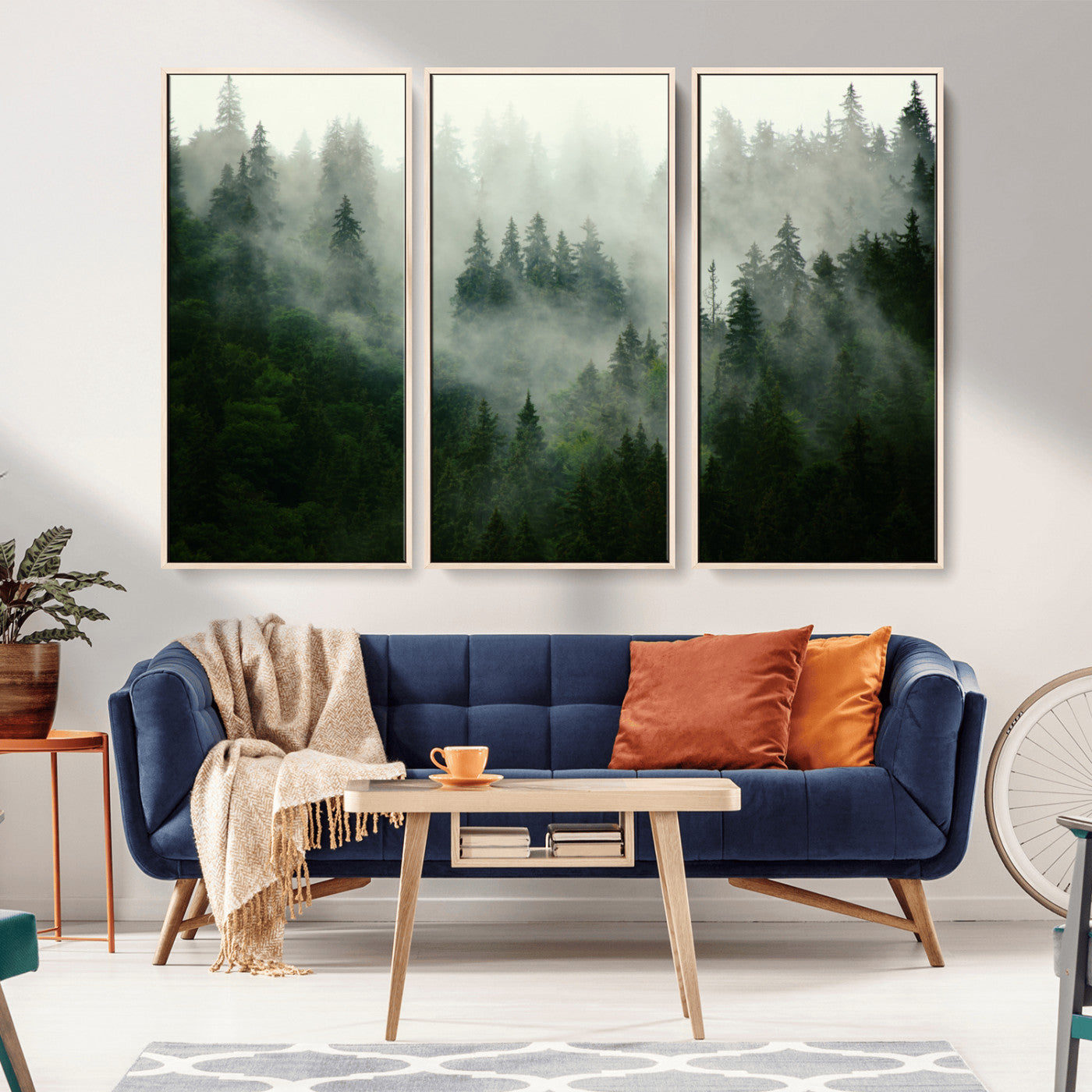 167720496-MGV-CV-36X24-Misty Forest Wall Art – Serene Evergreen Trees Canvas Print, Foggy Mountain Nature Landscape Decor for Bedroom, Living Room or