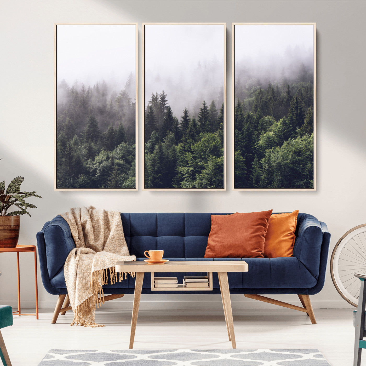 42578900-MGV-CV-36X24-Misty Pine Forest Wall Art – Tranquil Foggy Mountain Canvas Print, Nature Landscape Décor for Bedroom, Living Room, Cabin or