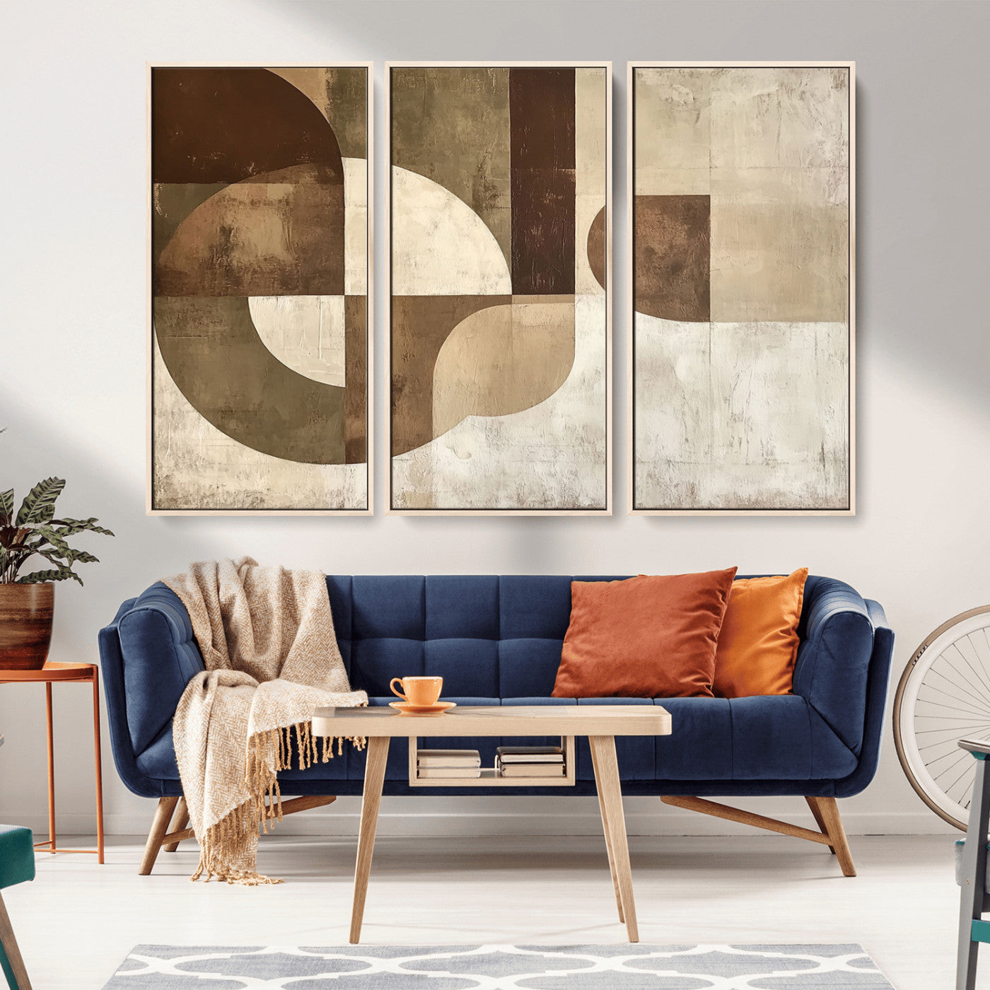 59767-MGV-CV-36X24-Abstract Geometric Shapes Wall Art – Modern Minimalist Canvas Print, Neutral Brown Beige Tan Artwork for Living Room, Bedroom,