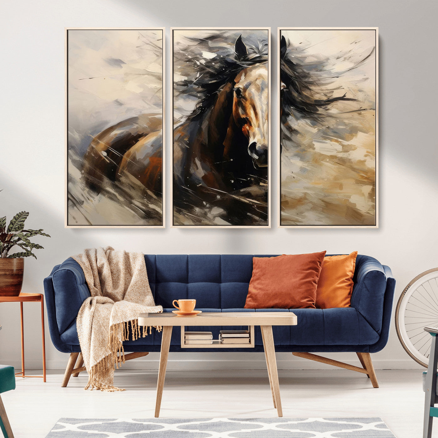 53001-MGV-CV-36X24-Wild Horse Wall Art – Majestic Stallion Canvas Print with Flowing Mane, Rustic Western Style Painting for Living Room, Office or