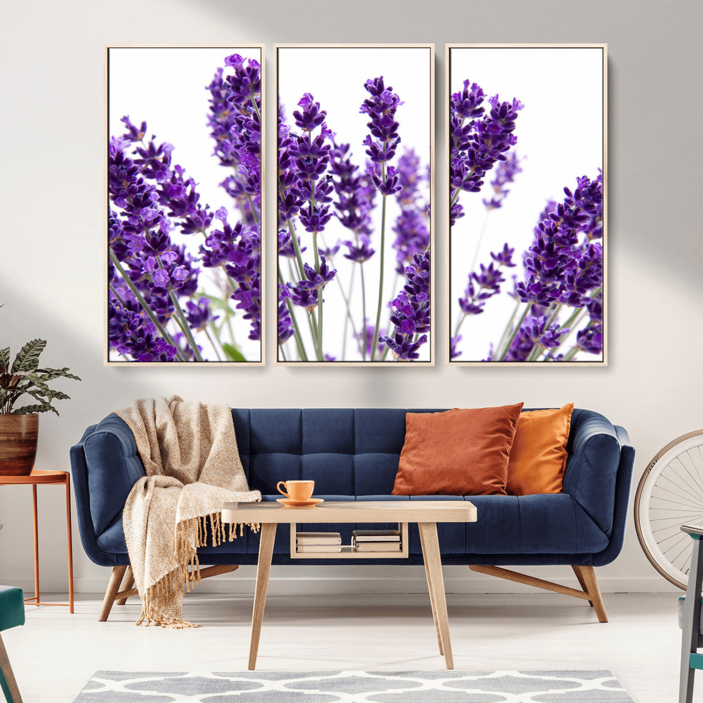 84456-MGV-CV-36X24-Lavender Wall Art – Botanical Canvas Print Featuring Purple Floral Stems, Fresh Nature Inspired Artwork for Living Room, Bedroom,