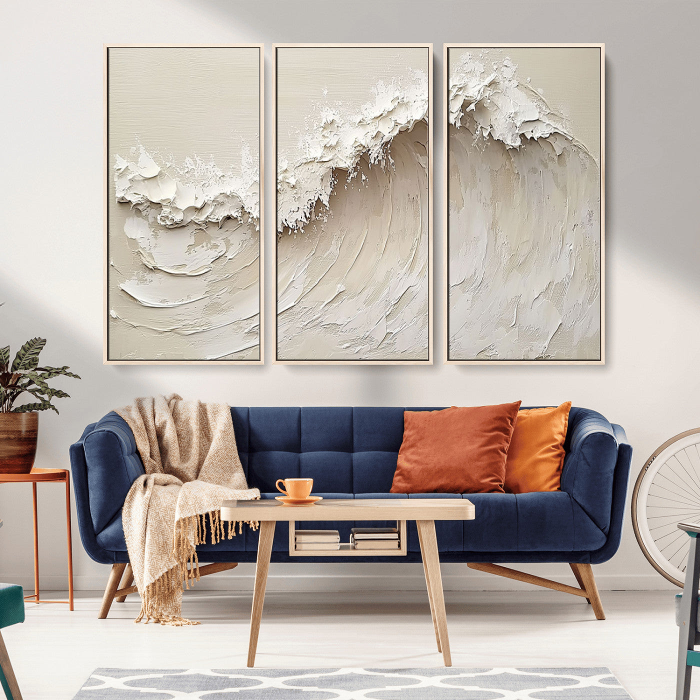 45175-MGV-CV-36X24-Textured Wave Wall Art Canvas Print, Framed Minimal Seascape Art Picture Print, Elegant Wave Perfect Modern Coastal Decor Artwork