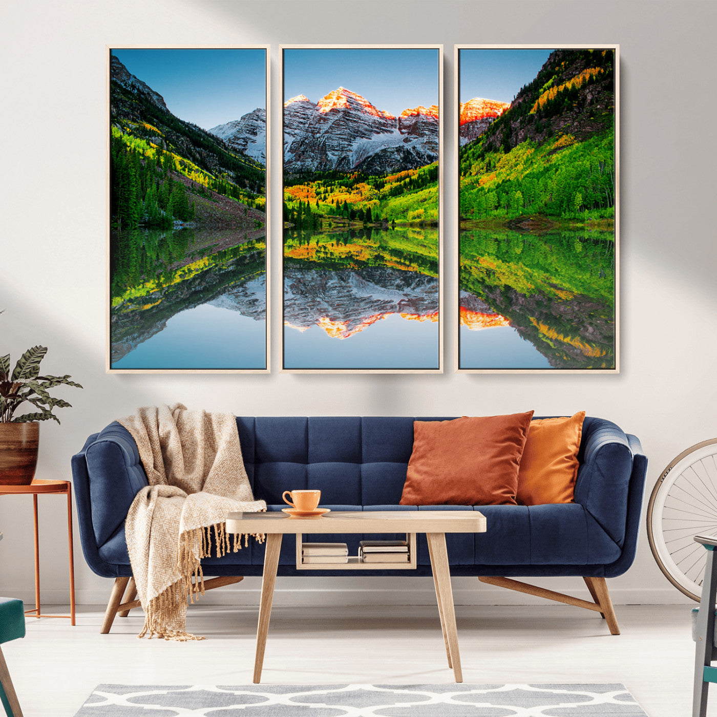 17996974-MGV-CV-36X24-Maroon Bells Reflection Wall Art – Scenic Colorado Mountain Landscape Canvas Print, Sunrise Nature Photography for Living Room,
