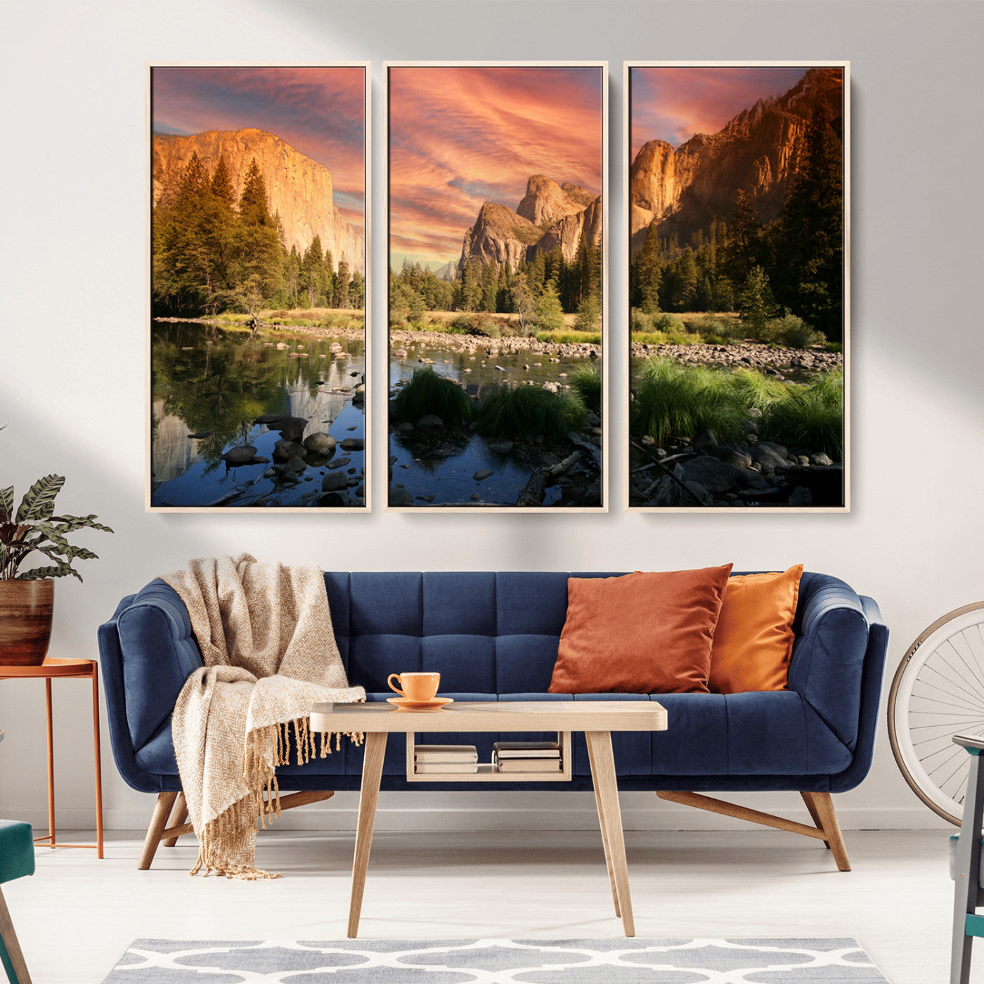 31199457-MGV-CV-36X24-Yosemite Valley Wall Art Canvas Print, Framed El Capitan Art Picture Print, Sunset Sky Perfect Vibrant Western Decor Artwork